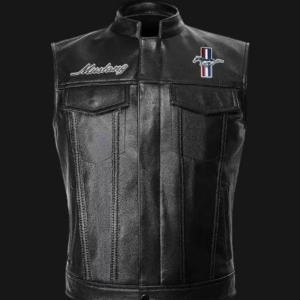 Mustang Motor Car Black Leather Vest