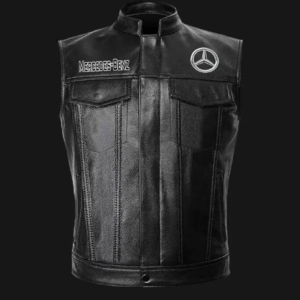 Mercedes Benz Motor Car Black Leather Vest