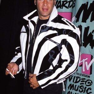 andrew dice clay white and black leather jacket