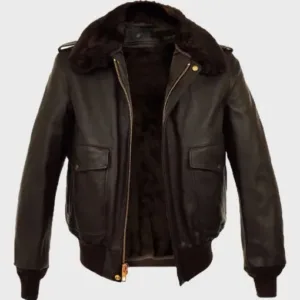 Mens Aviator A2 Shearling Brown Bomber Leather Jacket