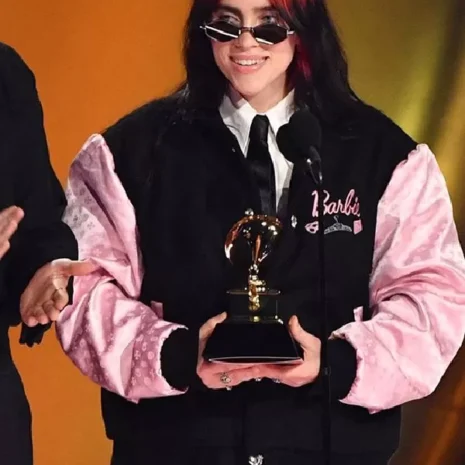 Billie-Eilish-the-2024-Grammy-Awards-Barbie-Varsity-Jacket billie eilish 2024 grammy awards barbie varsity jacket