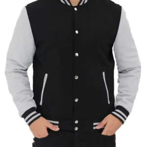 Men’s Black and Grey Baseball Varsity Jacket