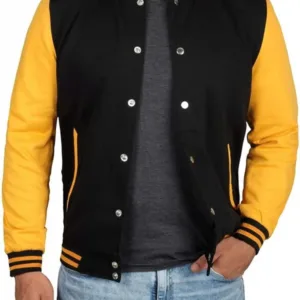 Mens Black and Yellow Varsity Jacket