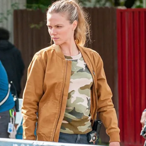 Chicago-P.D.-S07Ep7-Hailey-Upton-Brown-Bomber-Jacket.webp