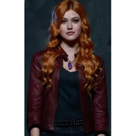 Clary-Fray-Shadowhunters-Maroon-Leather-Jacket.webp