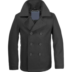 Men Black Naval Pea Coat