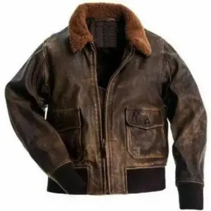 Men Distressed Flight Bomber Jacket