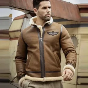 Mens Air Force WW2 Shearling B3 Bomber Jacket