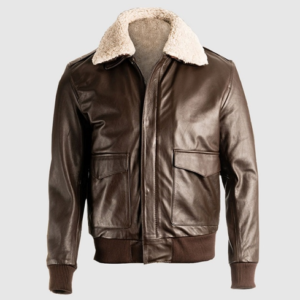 Men’s Brown Pilot Bomber Shearling Jacket