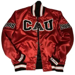 Men’s Clark Atlanta University Burgundy Satin Jacket