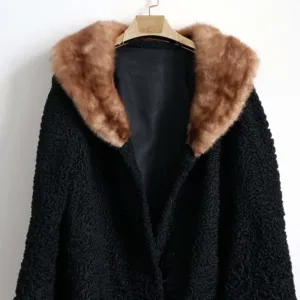 Men’s Karakul Persian Lamb With Mink Fur Collar Coat