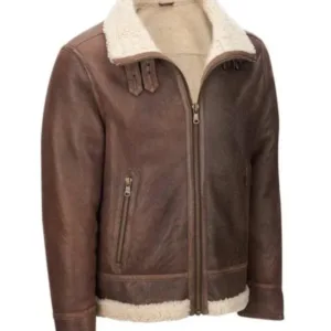 Men Light Brown Shearling Aviator Jacket