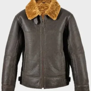 Mens Shearling Leather Brown Jacket