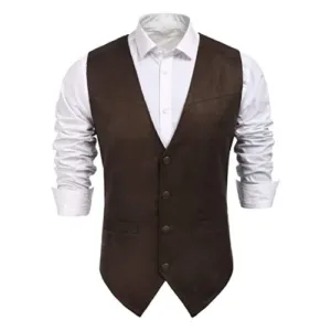 Men’s Suede Leather Suit Vest