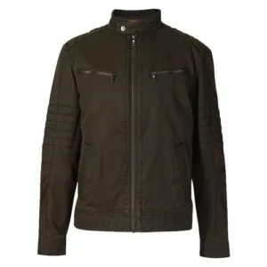 Men’s Washed Cotton Blend Biker Jacket