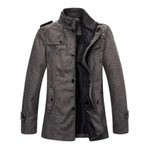 Men’s Wool Blend Pea Coat Winter Jacket