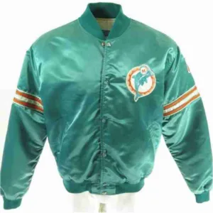 Miami Dolphins Green Satin Bomber Jacket