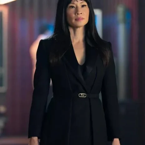 red one 2024 lucy liu black coat