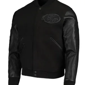 San Francisco 49ers Black Varsity Wool/Leather Jacket