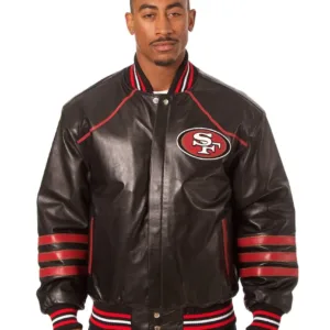 San Francisco 49ers Football Black Leather Jacket