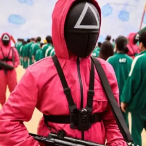 Squid Game Guards Pink Hooded Jumpsuit