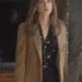 lily collins windfall camel brown blazer coat