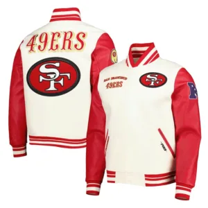 San Francisco 49ers Red And Cream Leather Jacket