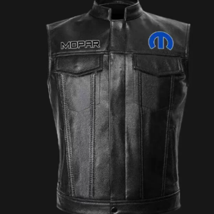 Mopar Motor Car Black Leather Vest