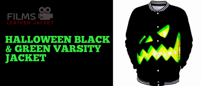 halloween black green varsity jacket