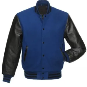 Men’s Bomber Blue and Black Varsity Jacket