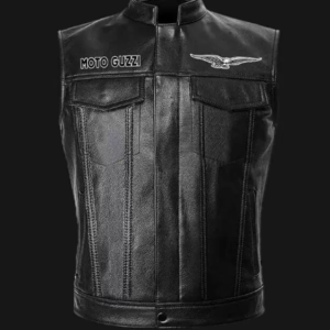Moto Guzzi Motor Car Black Leather Vest