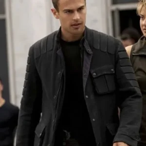 theo james divergent black leather jacket